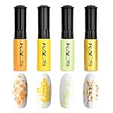 Nagellack Set 4 Farben gelbe gold serie Druck Polnischen einfarbig Stempeln Lack Nageldesign Maniküre Detailliertes Malerei Nagel Kunst Werkzeug