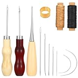 SHENLIU 14 Stück Leder Nähset, Ledernadel Set Ledernadeln Hand Leder Werkzeug Hand Nähnadeln Polsternadeln Lederwerkzeug Set Für Sofas Taschen Handtaschen Schuhe und andere Lederartikel