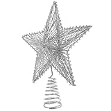 CRILSTYLEO Weihnachtsbaum-sternspitze Silberne Stern-weihnachtsbaumspitze Weihnachtsgirlande Dekorationen Led-weihnachtsbaumbeleuchtung Christbaumspitze Licht Silver Schmiedeeisen