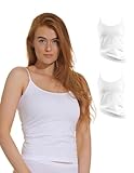 2er Pack Damen Mikrofaser Spaghetti Unterhemden, Seamless Trägertop in schwarz, weiss oder haut , Gr. Medium