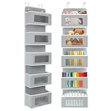 OSTWOLKE [2er Set] Hängeorganizer Tür Wand Organizer Hängeaufbewahrung mit 5 Fächer, Multifunktionale Hängeregal für Kinderzimmer Schlafzimmer Grau