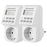 DEWENWILS Digitale Zeitschaltuhr Steckdose, Zeitschaltuhr Digital mit 20 konfigurierbaren Schaltprogrammen, LCD-Display, für Lampen, Kaffeemaschine, Weihnachtsdeko, 2er-Pack (16A / 3680W)