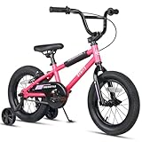 cubsala 35,6 cm (14 Zoll) kleines Kinderfahrrad für 3 4 5 Jahre alte Jungen Mädchen Beiginner Riders BMX-Stil Fahrrad mit Trainingsrädern, Untersetzer und V-Bremse hinten, Rosa