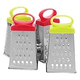 jojofuny 4 Stück Teiliges Edelstahl Vierkantreibe mit Griff Multifunktionaler Küchenreibe für Käse Gemüse Kartoffeln und Karotten Kompakt und Langlebig Praktische Reibe für Feines und