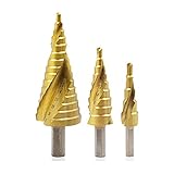 Stufenbohrer, Bohrer for Metall, Hartmetall-Stufenbohrer, HSS-Titan-Spiralrillen-Stufenbohrer, 4–12/4–20/4–32 mm, Stufenkegel-Schneidwerkzeuge, Stahl, Holzbearbeitung, Metallbohrer (Farbe: 4–20 mm)(4
