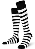 Mysocks Unisex Kniestrümpfe lange Socken Streifen Weiß schwarz