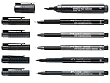 FABER-CASTELL 205012 - Spitzenset black, mit sechs Tuschestiften Pitt Artist verschiedenen Spitzen und Strichbreiten