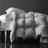 Royoliving Hochwertige Federdaunendecke für King-Size-Bett, schwer, verdickt, grau, 100 % Baumwolle, Kingsize-Winter-Bettdecke mit Ecklaschen (270 x 228 cm, 200 ml)
