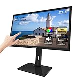 21,5 Zoll Touchscreen Monitor FHD 1920x1080P, Höhe/Drehung/Schwenk/Neigung einstellbar PC Touch Bildschirm mit Lautsprechern, HDMI, VGA, Typ-B, 75Hz Computer Touch Screen Monitor, VESA, Schwarz