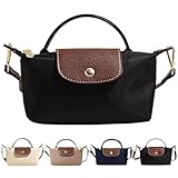 Handtasche Damen, Damen-Schultertaschen, Shopper Schultertasche, Wasserdichte Umhängetasche, Faltbare Handtasche Schwarz Für Leisure Travel Büro Schule Einkauf (Black)