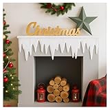 com-four® 2X 250 cm Eiszapfen Girlande - 5 Meter Kunstschneeband als Weihnachtsdeko - weiße Fensterbilder Dekoschnee - Eiszapfen Winterdeko für Fenster und Türen (2× 250x30cm)