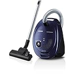 Siemens Staubsauger mit Beutel synchropower VS06A111, Bodenstaubsauger, Hygiene-Filter, Bodendüse für Hartboden und Teppich, starke Saugleistung, langes Kabel, Fugendüse, 600 W, blau
