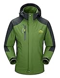 donhobo Herren Leichte wasserdichte Jacke Winddichte Outdoor Camping Klettern Wandern Bergjacke Softshell Mantel Windbreaker Regenjacke mit Kapuze (Grün, 2XL)