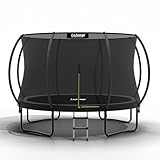 LeJump Outdoor Trampolin Ø 305/366/ cm, rundes Gartentrampolin für Kinder, Mit umlaufendem Sicherheitsnetz&Randabdeckung&Leiter, für Kinder und Erwachsenen (Schwarz, Durchmesser305cm)