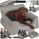 tectake® Hundesitz, Autositz für Hunde, Hunde Autositz für Rückbank, Beifahrer oder Rücksitz, Reisebett Hund, mit Hundegurt, Sitzerhöhung mit Hundeanschnaller, Hundebett mit Anschnaller - grau