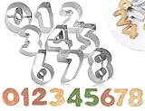 Lhbwhiz 9 Stück Ausstechformen, Zahlen Ausstechformen Kuchenform, Edelstahl 0-9 Digitaler Ausstecher Set, für Küche Backen