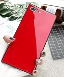 QGGNMGT Luxuriöse, modische, glänzende Hüllen aus gehärtetem Glas für iPhone 15 14 13 12 Pro Max 14 Plus, rot, für iPhone 13 Pro Max