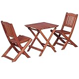 ShCuShan Bistro-Set für Kinder, 3-teilig, stabiles Eukalyptusholz, Garten-Bar-Set, Außenbar, Gartenmöbel