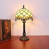 Tiffany Style Barock Tischlampe Buntglas Schreibtisch Leseleuchten Euro Retro Nachttischlampen zum Lesen Schlafzimmer Nachttisch Cafe Bar, 8-Zoll