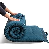 MAXYOYO Tragbare Faltbare Futon -Matratze, Hypoallergene Stoff- Und Speicherschaummatratzenpads Mit Griff Und ReißVerschluss FüR GäStewagen Im Freien Im Freien Im Freien (Preußischblau, 71x190 cm)