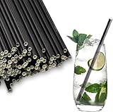 Schwarz Papierstrohhalme 500 Stück Ø 6 mm 19,7cm Strohhalme Papier Biologisch abbaubar, Geeignet Einweg Trinkhalme aus stabilem Kraftpapier für Parteien Trinken, Party