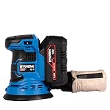 HYUNDAI Akku-Exzenterschleifer COS1801LI, Schwingschleifer, Schleifmaschine, Schleifer, Schleifgerät mit Absaugung und Staubfänger (SET mit 1 x 4.0 Ah Akku und Ladegerät)