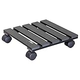WAGNER Pflanzenroller WPC 29 x 29 x 8 cm I Blumenroller für Außenbereich + Innenbereich I Kübelroller aus FSC® Wood Plastic Composite, anthrazit I Tragkraft 60 kg - 20050001