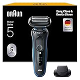 Braun Series 5 Rasierer Herren Elektrisch, Elektrorasierer mit 50 Min. Akku und EasyClean, Rasierapparat, Trockenrasierer, Wet & Dry, Wasserdicht, Made in Germany, 51-B1000s, Blau