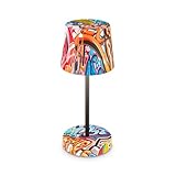 BRILONER - LED Tischlampe kabellos IP44 mit Touch, dimmbar in Stufen, Spritzwasserschutz, Nachttischlampe, Leselampe, LED Lampe, Campinglampe, Tischleuchte, Outdoor Lampe, 26x10,5cm, Graffiti Motiv