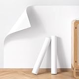 Wandschutzfolie Weiß,Statische Haftung,Selbstklebende Tapete,Polypropylen,Wasserfest und ölbeständig,Dekorative Aufkleber zum Selbermachen,für Wohnzimmer,Schlafzimmer,Büros (H45×L500cm/17×197in)