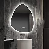 Zhoudong Badspiegel Unregelmäßiger mit Beleuchtung 80cm, LED Hinterleuchteten Schminkspiegel, 90cm Wassertropfen Dekospiegel mit Licht 3 Lichtfarbe Dimmbar(20x28in)