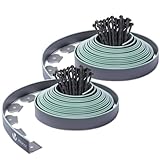 VOUNOT Flexible Rasenkante Kunststoff, mit 60 Erdanker, Länge 20m Höhe 6cm, Grau+Hellgrün