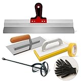 Spachtel Set 6-tlg – Flächenspachtel, Glättkelle, Schwammbrett & Zubehör – Werkzeugset für Putz, Wandspachtel & Trockenbau