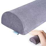 SCFOAMZAI Kniekissen für Rückenschlaf, Schmerzlinderung Memory Foam Nackenrolle Kissen für Beine, unter Knie & Bett, Rolle rundes Stützkeilkissen, großes Halbmondkissen, ideal für Massageliege, Grau