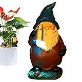 Solar-Gartenzwerg, Rasenzwerg, 12,5 x 10 x 19 cm, bezaubernde, wetterbeständige Skulptur mit LED, saisonale Feiertagsanzeige, Terrasse, Tisch, Tafelaufsätze, Skulptur, Dekoration