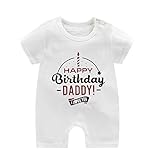 JYHOPE Lustiger Strampler mit Buchstabenaufdruck, für Neugeborene, 0-3 Monate, White-Happy Birthday Daddy, 0-3 Months