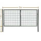 Doppelflügeltor Flügeltor Einfahrtstor Gartentpforte Doppeltor Hoftor Gartentor, Farbe:Grün, Gartenpforte Breite:3x1.5m