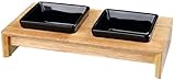 Trixie Napf-Set, Keramik/Holz - für Hunde 2x0,2 l/10 cm, 28x5x15 cm, schwarz