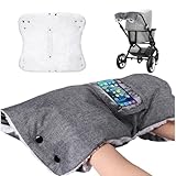 Yimomoyi Handwärmer Kinderwagen, Kinderwagenhandschuhe, Kinderwagenmuff mit Warme Fleece und Baumwolle, Universalgröße Kinderwagen Zubehör, Wasserabweisender Handmuff für Kinderwagen (Grau)