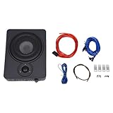 WEIGR Aktiv Subwoofer für Auto 600W Autoradio Ultradünner 12V,8 Zoll Auto KFZ Untersitz Subwoofer mit eingebautem Verstärker, Netzkabel,Audio Subwoofer für Auto/LKW