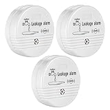 CJBIN Wassermelder Wasseralarm, 3 Stücke Wassermelder Wasser Alarm, Kabelloser Wassersensor Wasserdetektor für Gefährdete Bereiche Wie Küche, Bad und Keller (90dB)