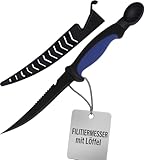 Njord Kalastus 4in1 Ausnehmmesser Fisch mit Löffel als Ausnehmhilfe | Filitiermesser Scharf Fisch 15cm Klinge | Fischmesser Angelmesser Ausnehmen Messer Filiermesser Angel Messer Angeln Fischen