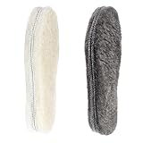 riemot 2 Paar Echte Lammfell Einlegesohlen für Damen Herren Winter Warme Schaffell Einlegesohlen Weiche Kuschelige Flauschige Lammfell Schuheinlagen für Schneestiefel,Hausschuhe Beige Grau Gr.36 EU