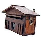 Mobestech Retro Holzbriefkasten Wandmontage Wetterfest Holz Vorschlagsbox für Außenbereich Villa Design mit Großem Fassungsvermögen und Einfacher Installation