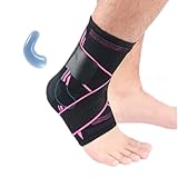 Coogime 2 Stück Knöchelbandage, Verstellbare Knöchelbandage Fussball, Plantarfasziitis Bandage, Sprunggelenkbandage für Sport, Breathable Ankle Brace (Pink, M)