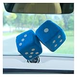 Wisafory Auto Würfel 1 Paar Plüschwürfel Unschärfe Würfel für Rückspiegel flauschig Auto Zubehör Würfel für Rückspiegel-Anhänger Auto Innenausstattung Hänge Ornament Autodekoration Blau