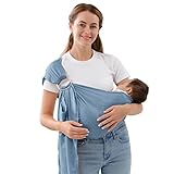 Vrbabies Doppel Ring Sling Tragetuch Einstellbar Babytragen Babytragetücher Baby Kinderbetreuung -Babybauchtrage für Neugeborene Kleinkinder bis 15 KG (Himmelblau)