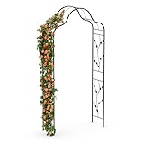blumfeldt FloraBelle Rosenbogen – Metall-Rosenbogen Mit Dekorativen Blattmustern, Stabiler Pulverbeschichteter Stahlrahmen, Wetterfest, Ideal Für Kletterpflanzen, Einfache Montage, 240x110x40 cm
