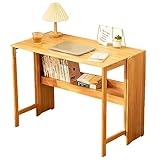 Faltbarer Computertisch aus Bambus für kleine Räume, Holzschreibtisch für Heimbüro, faltbarer Schreibtisch mit natürlicher Farbe, 83 x 54 x 76 cm