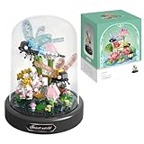 KBIBCK Blumen Bausteine Set, Blumen Bauspielzeug Set, 500-Teile Mini Baustein, Blumenstrauß Baustein mit Schutzhülle, Blumen Insekten Klemmbausteine Bausteine Geschenk für Mama Freundin (Libelle)